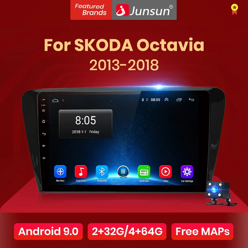 Junsun V1 2G + 32G Android 9 0 для SKODA Octavia 2013 2018 A7 автомобильный Радио Мультимедиа Видео плеер