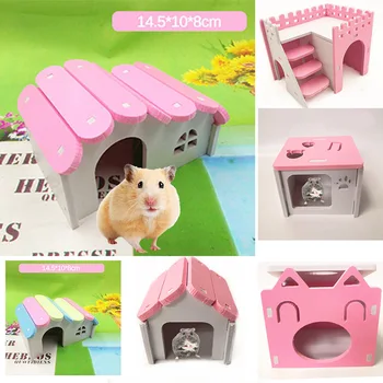

Cute Small Animal Cages Rabbit Hamster House Single-Double layer Skateboard Spinning Wheel Hamster Gerbil Mouse Pet Cage House