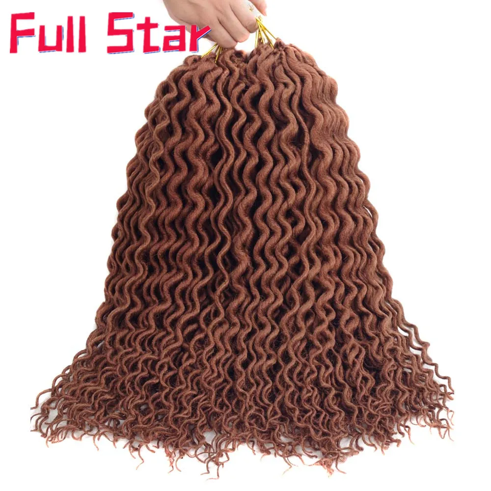 Полная звезда Ombre Faux locs Curly вязание крючком косички синтетические косички волосы Черный Коричневый Крючком наращивание волос 1" для черных женщин