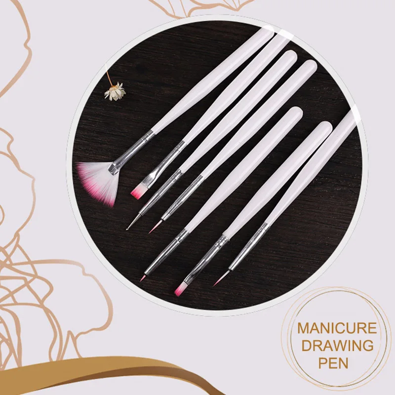 7pcs Set Nail Art Pen Engraving Embossing Decorations Brush Professional Painting Tools BV789