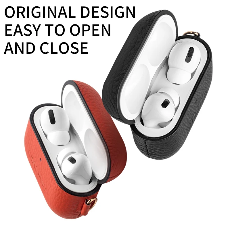 QIALINO чехол из натуральной кожи для Apple AirPods Pro, мягкий силиконовый чехол с защитой от потери, мини-карман для Apple AirPods 3, ультратонкая сумка