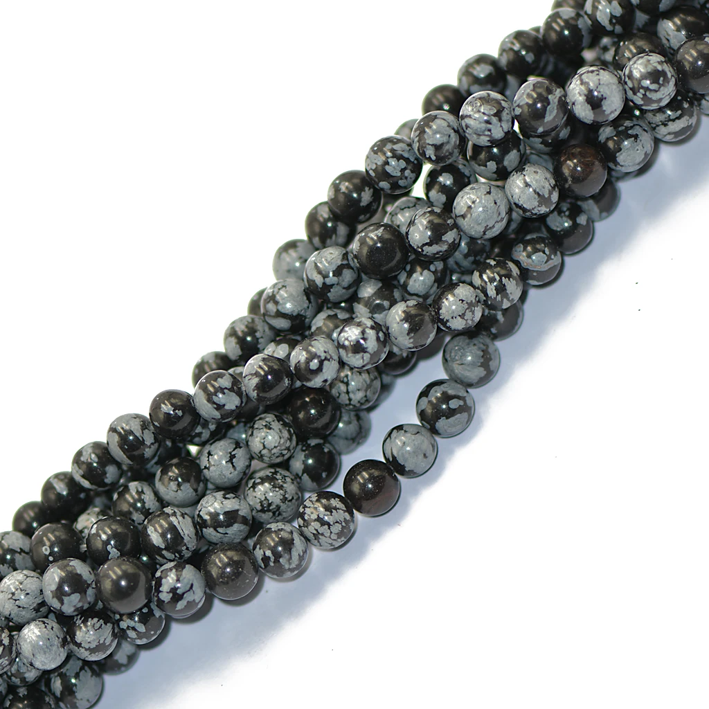 Snowflake Obsidian Round Gemstone Loose Beads Strand 6 Mm / 15 Inch