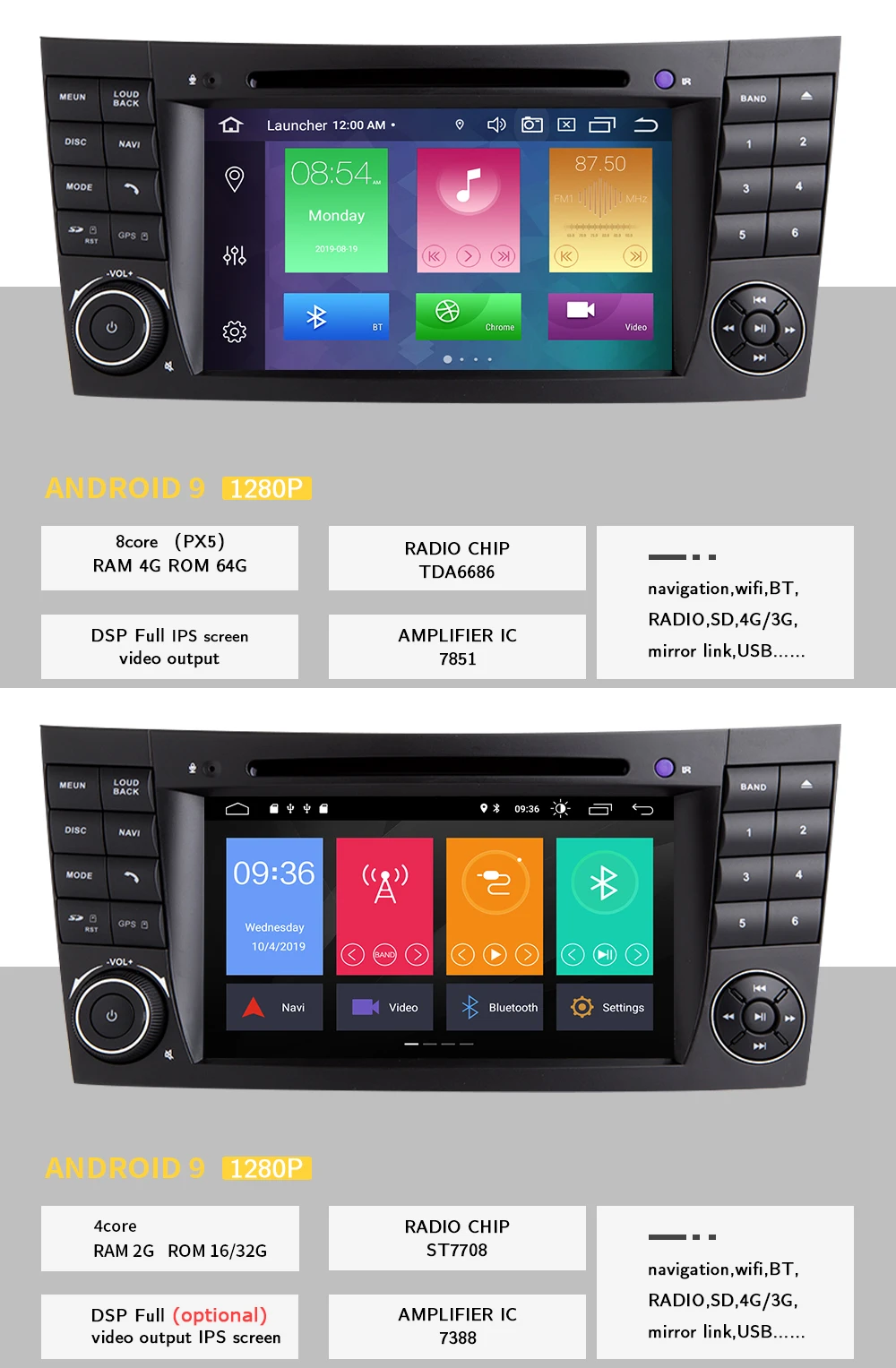 DSP 4G 64G 2 din Android 9 автомобильный DVD мультимедиа для Mercedes Benz e-класс W211 E200 E220 E300 E350 E240 E270 CLS класс W219 радио