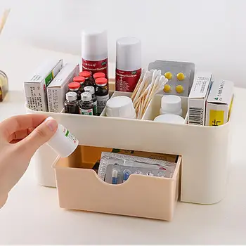 

Plastic 6 Grids Make Up Jewelry Storage Box Makeup Organizer Box With Drawer For Cosmetics Medicine Desk Organizer Holder Case