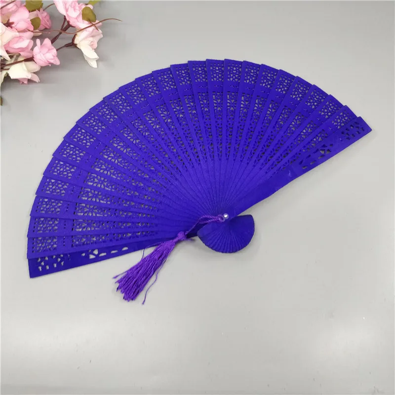 8 inch Color Fragrant Wood Fan Hollow Folding Fan Wedding Gift Fringe Room Home Decor folding fan hand fan wooden hand fan