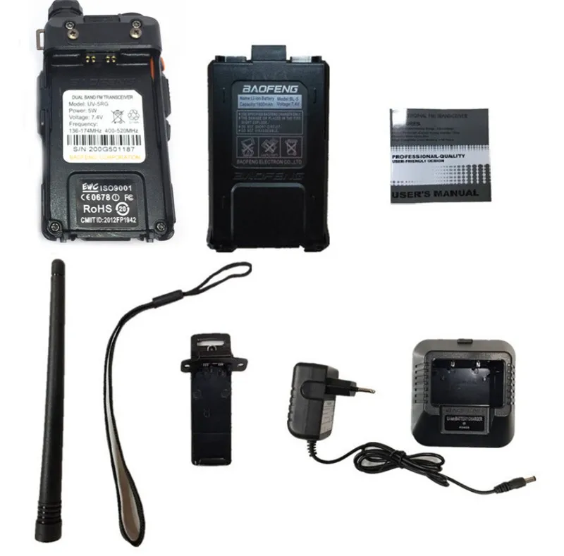 Черный Baofeng UV-5RG оптом 5 Вт высокой мощности для переносного приемо-передатчика - Цвет: Черный