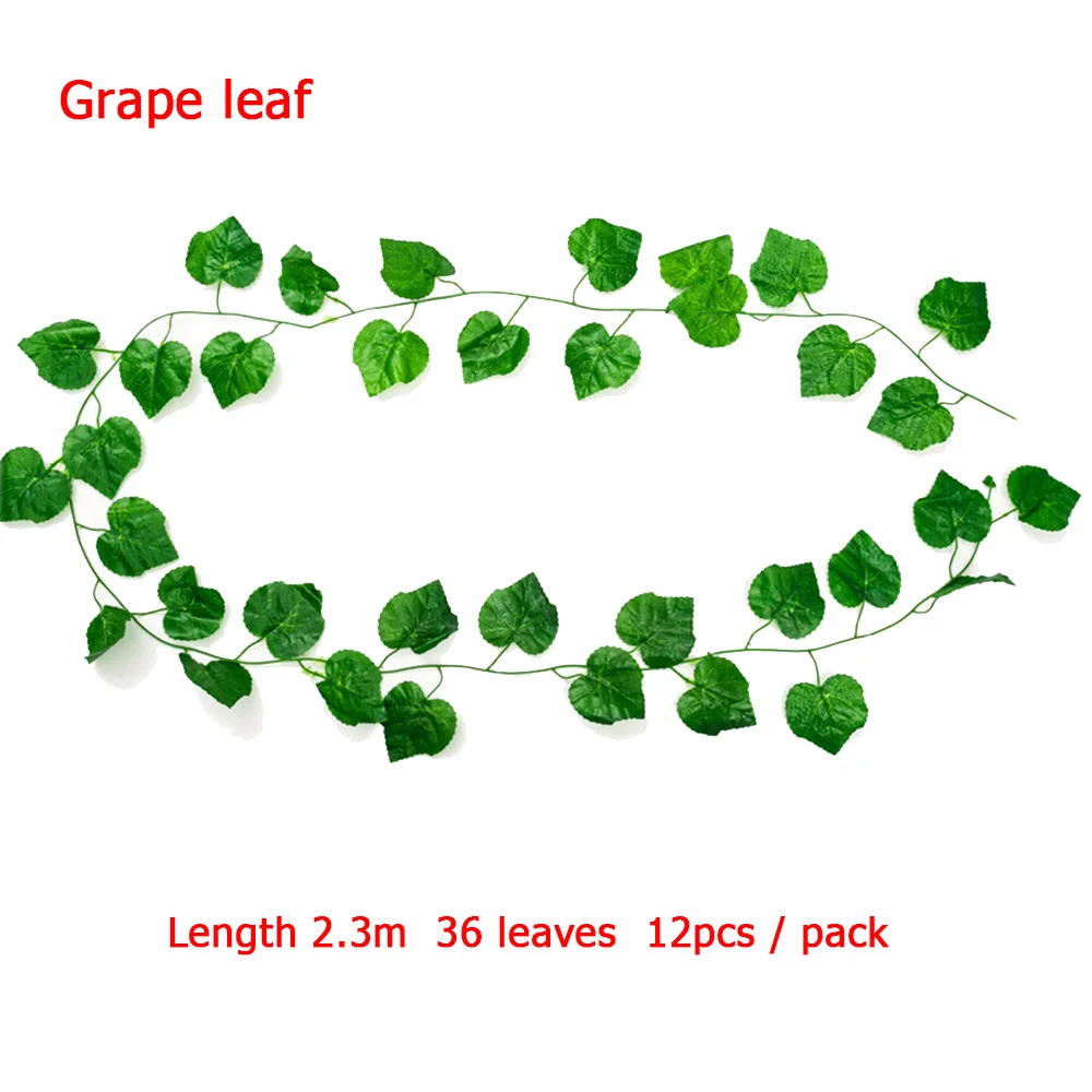 grape leaf Anpro, искусственные виноградные листья, тростник, Виноградная лоза, яркий зеленый лист, лоза, растение, свадебная, настенная, подвесная корзина, для террасы, балкона, сада, Декор - Цвет: grape leaf