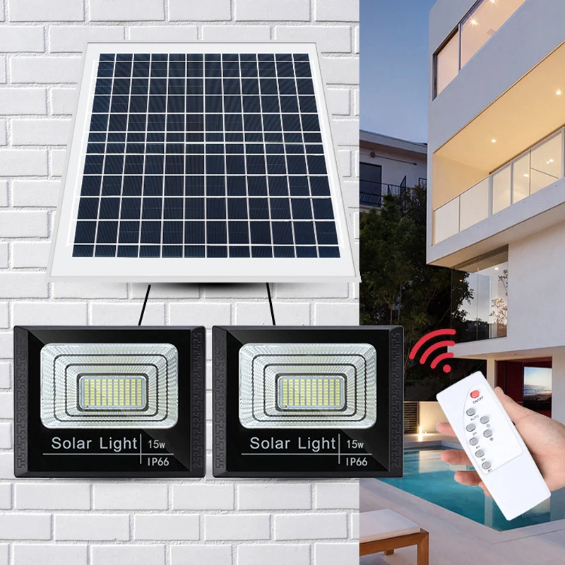 

Double head solar lamp 15 w Solar Light Super Bright 12000 mah battery Wireless Outdoor Waterproof Garden Solar Powered Lamp