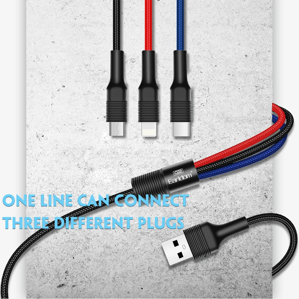 FDBRO 3 в 1 USB кабель для телефона X 8 7 6 кабель Micro usb type C кабель для S9 S8 1 м кабель для быстрой зарядки