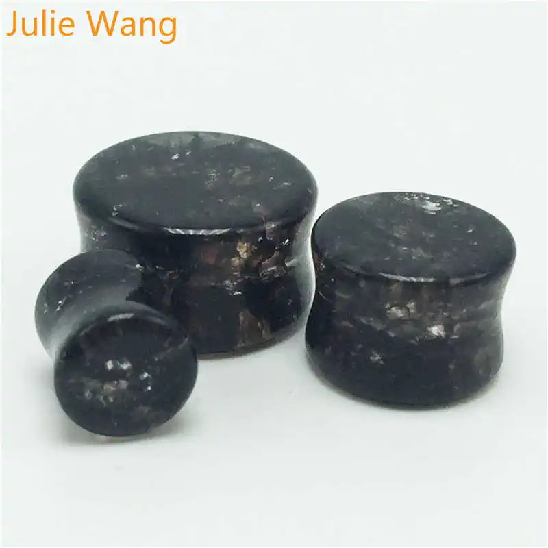 Julie Wang 8-16mm Glass Crack Pattern Plugs Piercing Flexible Ear Tunnel Skin Hollow Ear Expansion Gauges Body Piercing Jewelry