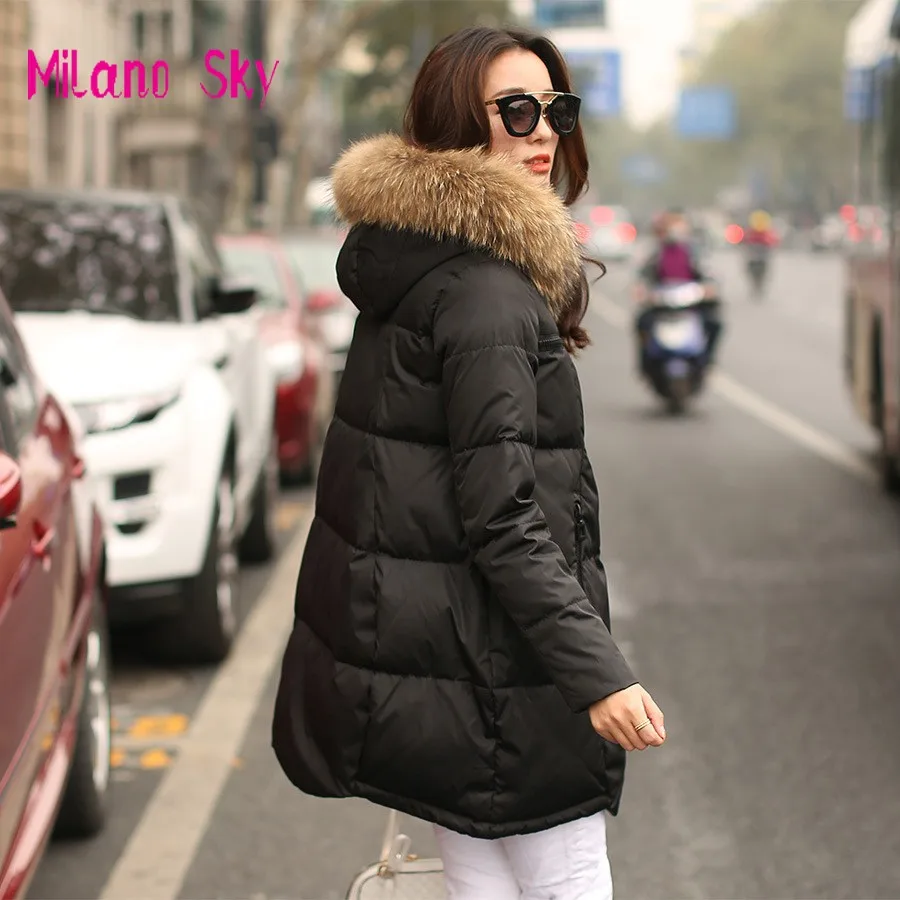 Fashion Loose Medium Long Thick Warm Casual Down Coat Winter Jacket Women Coat Casaco Feminino Abrigos y Chaquetas Fur Parka L01 puffer coat with hood