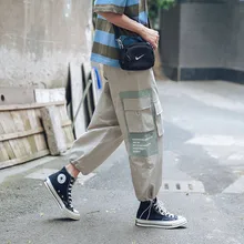Крутые хип-хоп Джоггеры мужские черные шаровары карго Брюки мульти-карманные ленты мужские спортивные брюки Уличная Повседневная Осенняя серая мужская s брюки