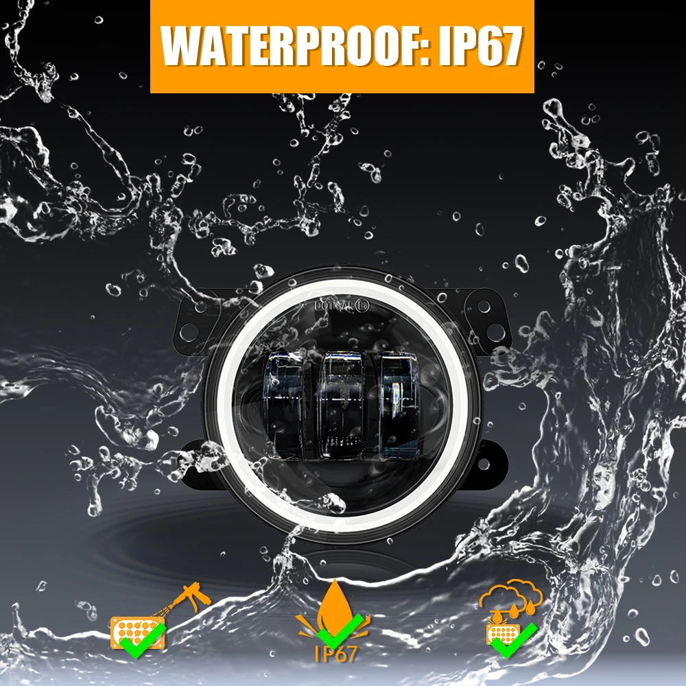 Для Jeep Wrangler Dodge Chrysler Cherokee, 2 шт., 4 дюйма, 30 Вт, круглый светодиодный противотуманные фары, светодиодный фонарь для вождения с поворотным сигналом и DRL