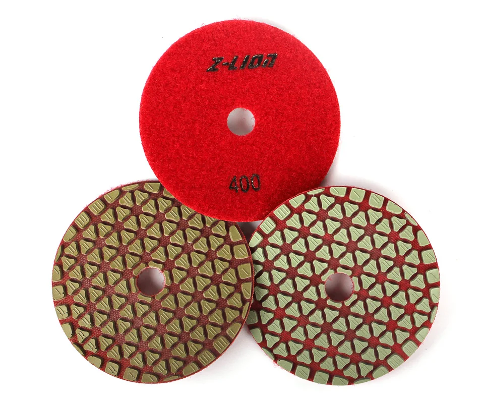 Z-LION 3pcs 4" Dry Diamond Polishing Pads 100mm Flexible Sanding Discs New Design Marble Granite Stone Tile Grinding Wheels