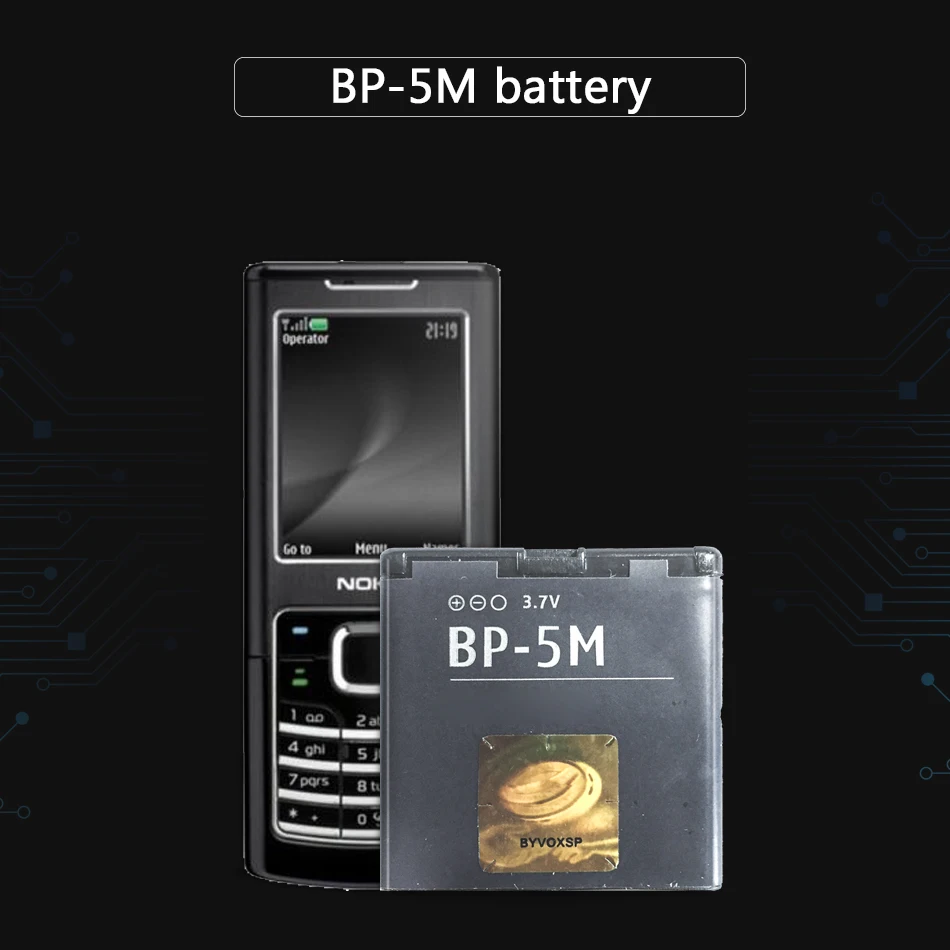 BP-5M телефон Батарея для Nokia 5700XM 5610XM 6220 классический 6500 слайд 8600 Луна 6110 навигатор 5610 5700 6500 S 7390 Батарея 900 мА-ч