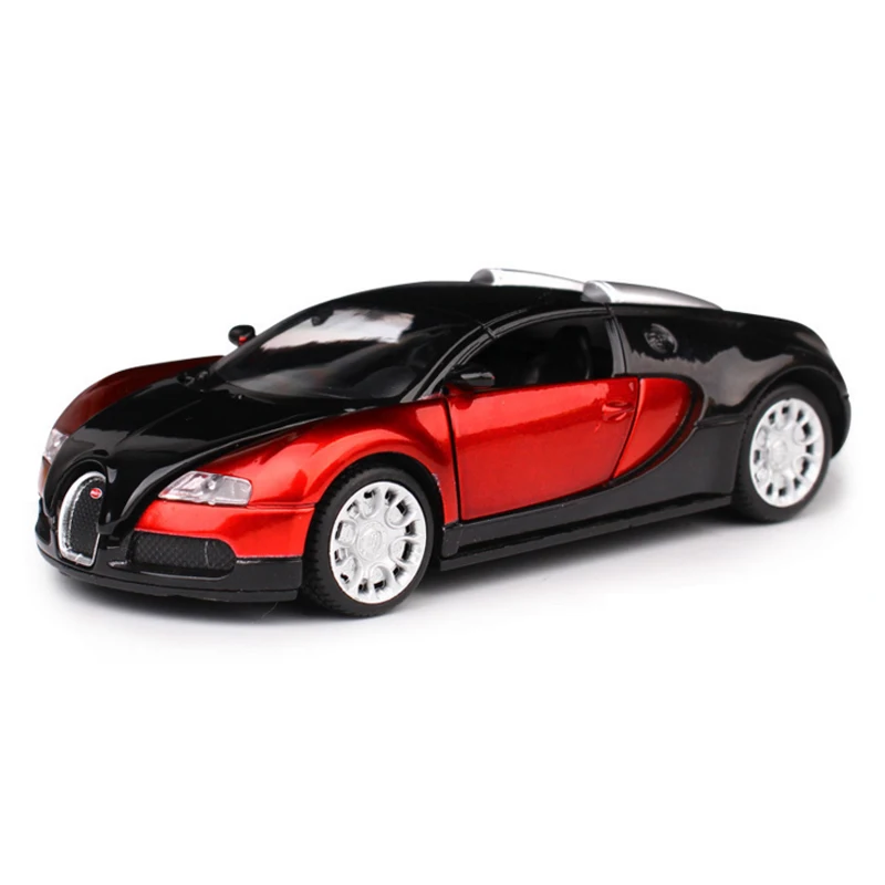 Сплав 1: 32 Вытяните назад Bugatti Veyron литая под давлением машина Коллекция игрушек литая под давлением модель автомобиля с светодиодный светильник и музыка звук дверь открываются - Цвет: Red Color