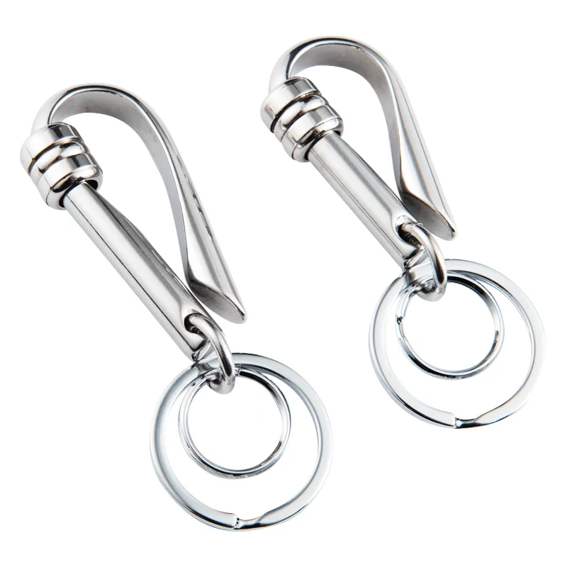 

Luxury Key Chain Belt Hanging 316L Stainless Steel Men Belt Car KeyChains Buckle Classic Retro Key Ring Holder Fathers Day Gift