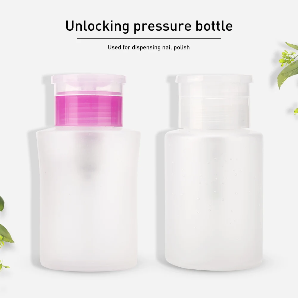 200ml Push Down Empty Pump Dispenser Clear Remover Alcohol Liquid Bottle Press The Bottle Nail Art UV Gel Cleaner