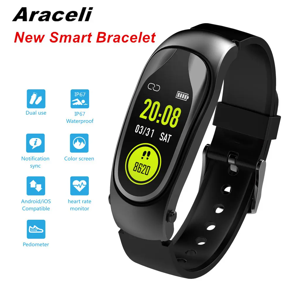 

2019 Smart Bracelet Talk Bluetooth Headset SmartBracelet Heart Rate Monitoring Waterproof Sport Band Fitness Tracker Hey Plus