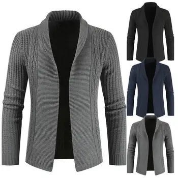 

Plus Size Men Casual Long Sleeve Lapel Collar Twist Knitwear Cardigan Short Coat Suitable for travel shopping lounge daily wear