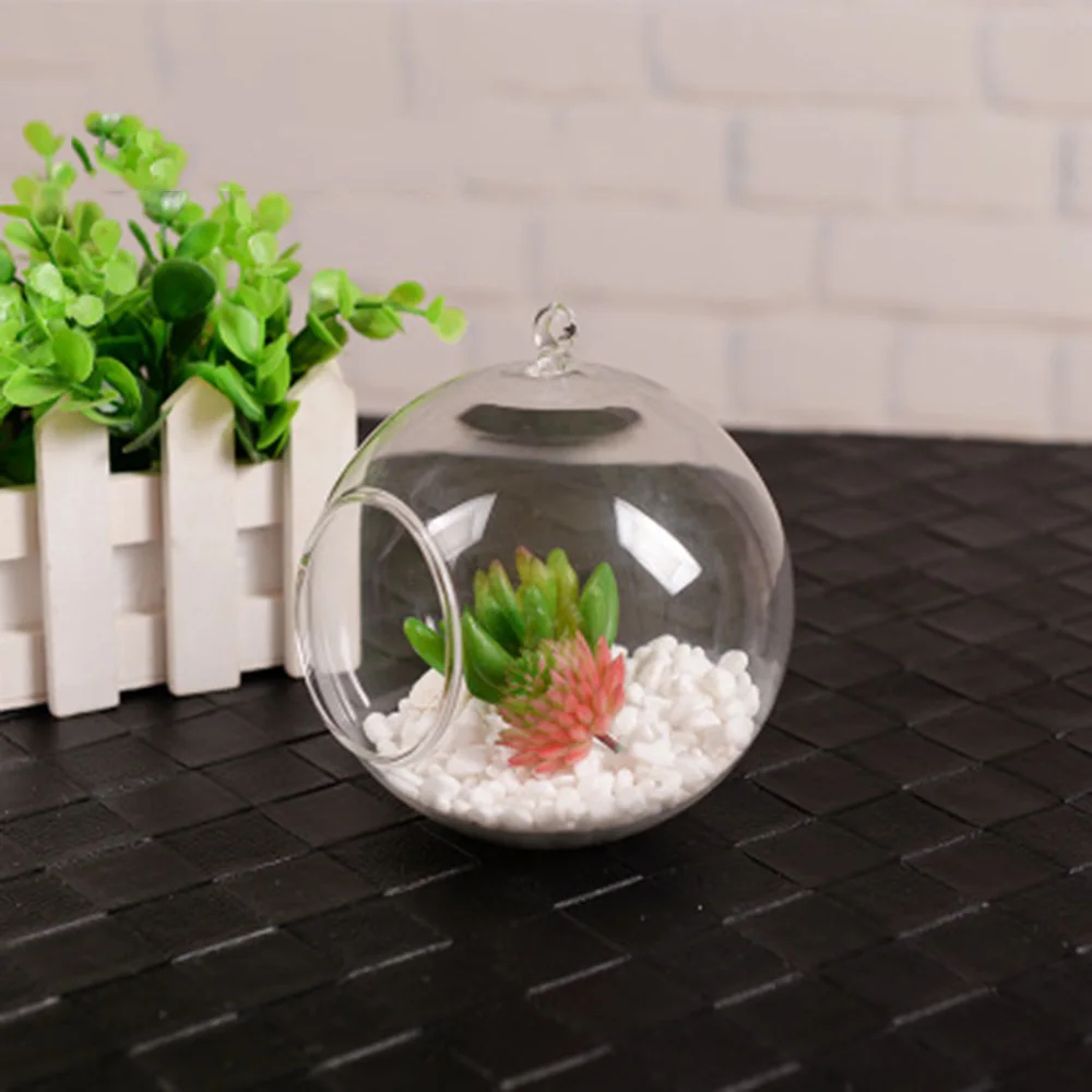 Hanging Glass Candle Holder 1pc 8/10cm Clear Ball Tealight Globes Terrarium Wedding Candlestick Vase Home Bar Decor