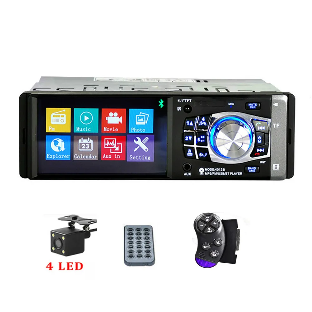 4led Camera 4,1 дюймов 1 Din радио авто стерео Bluetooth USB AUX FM станция Поддержка камеры заднего вида дистанционное управление - Цвет: 4led Camera