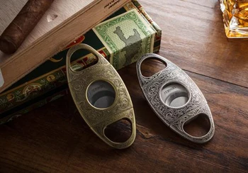 

LUBINSKI Stainless Steel Cigar Cutter Scissors Super Sharp Coupe Cigare Vintaged Carved Design Cigar Cutter Fit Cohiba Cigars