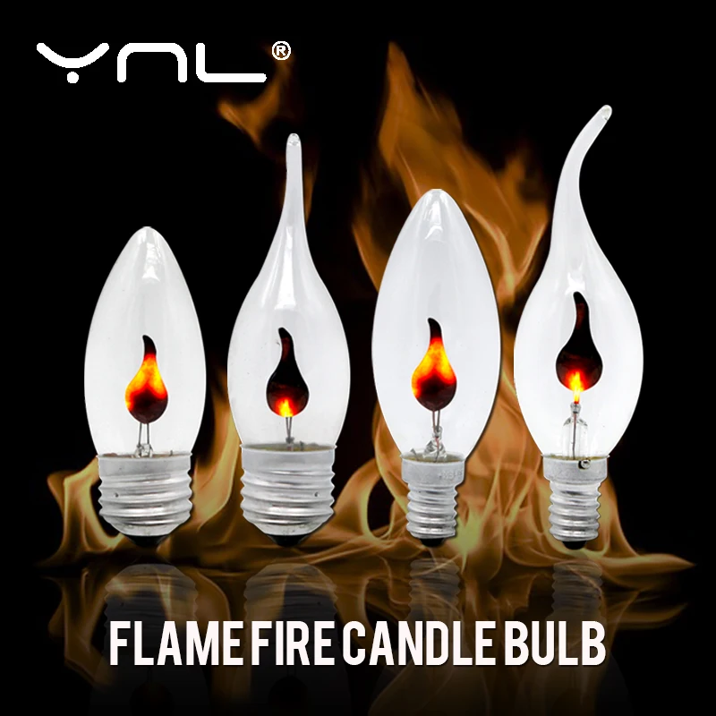 Vintage Flickering Flame Fire LED Edison Bulb AC 220-240V Candle Light 3W C4FB 