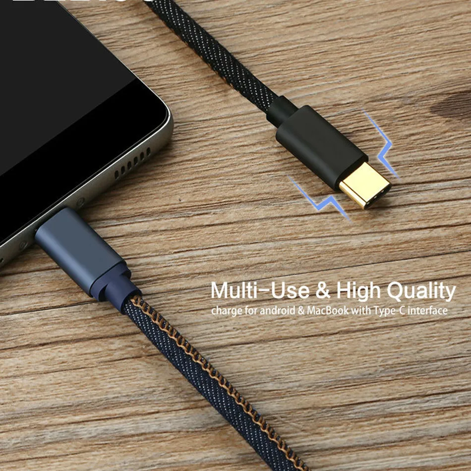 3A usb type C роскошный кабель для быстрой зарядки usb c Джинсовый кабель для передачи данных type-c зарядное устройство usb-c для huawei Plus samsung S8 9 S10 Plus Xiaomi