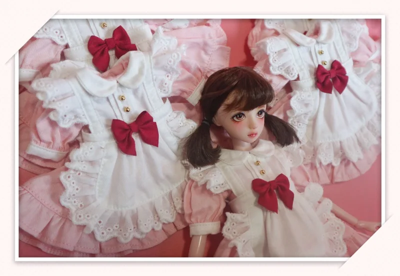 2 шт./компл. Очаровательное платье Blyth куклы комплект розовое платье горничной белый бант фартук для blyth, kurhn, 1/6 куклы одежда аксессуары