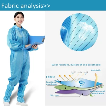 

Anti Static Coveralls Protective Overalls Clean Room Clothes Dustproof Antistatic Coat For Dustless Workshop Work Isolation Suit