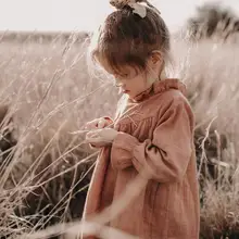 Платье для маленьких девочек в европейском и американском стиле льняное платье Детская одежда принцессы