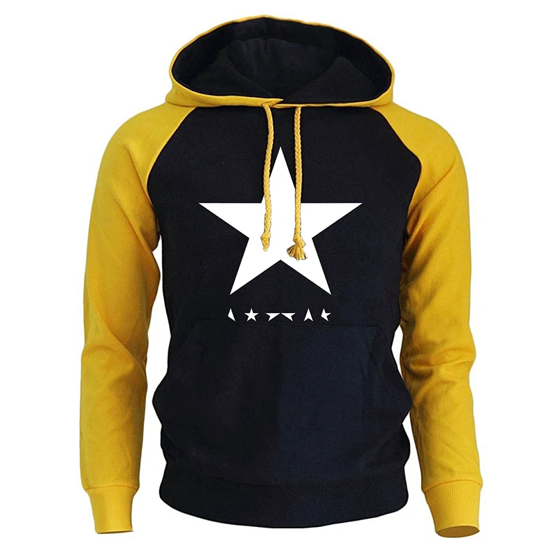 Модная мужская толстовка с капюшоном,, осень, флис, зима, реглан, мужские толстовки, герои Дэвида Боуи, черная звезда, логотип, принт, Harajuku, пуловер