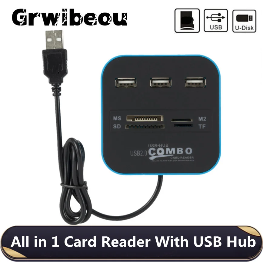 Tanie Grwibeou USB Hub Combo 3 porty USB 2.0 mikrokarta czytnik SD/TF USB sklep