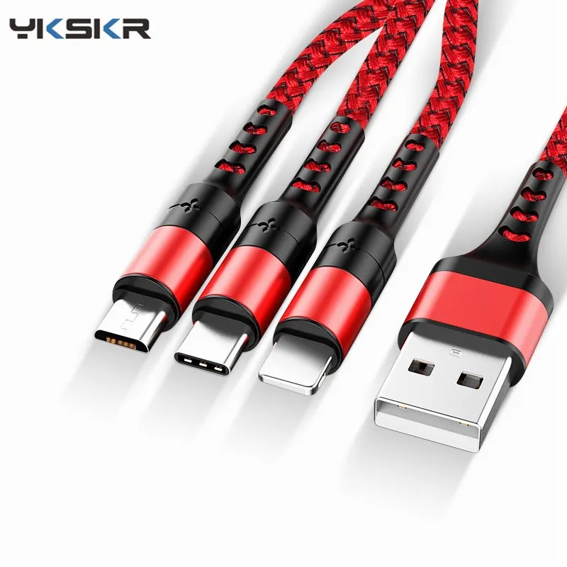 

USB Cable 5A Fast Charging 3 in 1 Micro USB Type C Charger Cable For Samsung S9 iPhone X Multi USb Port Mobile Phone Data Cables