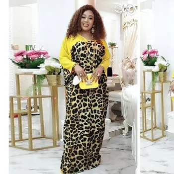 

Casual Leopard Print Loose Maxi Dress Women 2020 Summer Vestidos Elegant Plus Size Cotton Long Sleeve African Dresses Dashiki