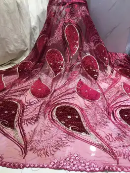 

POPULAR style 5yards stones velvet lace fabric fashion french velvet with stones for wedding or party ZXNO251