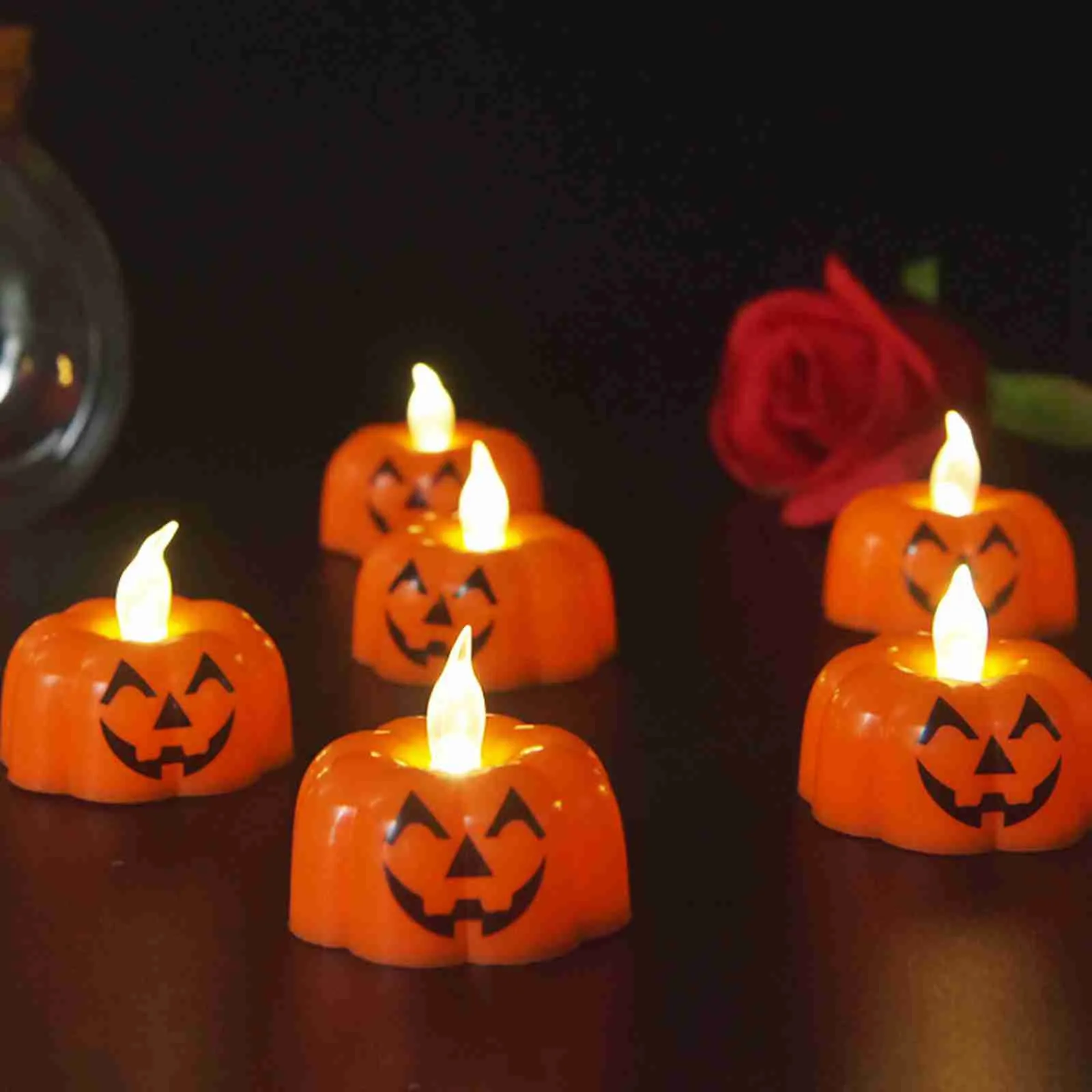 Halloween Candles Light Pumpkin Led Colorful Candlestick Party Decor