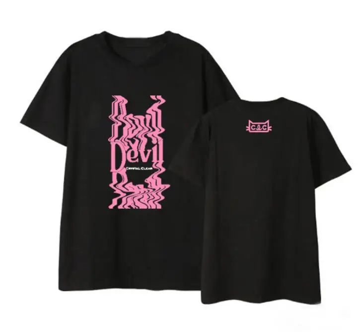 

Summer style clc album devil same printing o neck short sleeve t shirt unisex kpop fashion loose t-shirt 5 colors