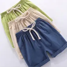 Однотонные детские брюки; шорты для девочек; детские штаны для маленьких мальчиков; пляжные хлопковые свободные шорты с кружевом; Рождественский подарок; ZL114