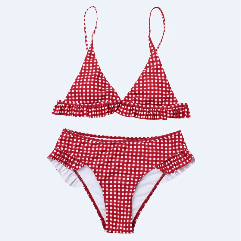 Women Plaid Swimwear Sets Summer Beachwear Ruffles Strap V Neck Push Up Bikini Brazilian 2Pcs Beach Sets Bathing Suit 2Colors Women Plaid Swimwear Sets Summer Beachwear Ruffles Strap V Neck Push Up Bikini Brazilian 2Pcs Beach Sets Bathing Suit 2Colors