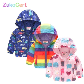 

Kids Clothes Girls outerwear Jackets Children Hooded Zipper Windbreaker Coat Infant Waterproof Fashion Print Hoodies For Boys
