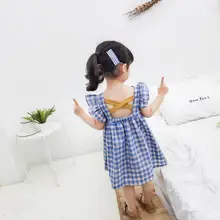 Новое Стильное платье в клетку для девочек модные летние платья с оборками для девочек От 1 до 6 лет, PP657