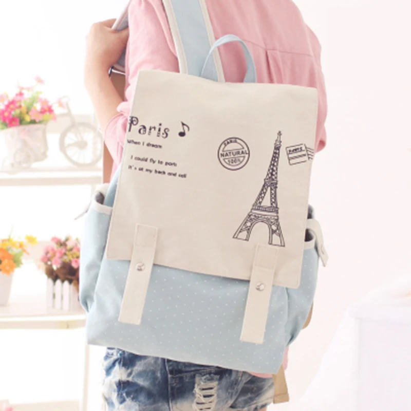 Korea Style Women Canvas Backpack School bag For Girls Ladies Teenagers Casual Travel bags Schoolbag Backpack - Цвет: 001