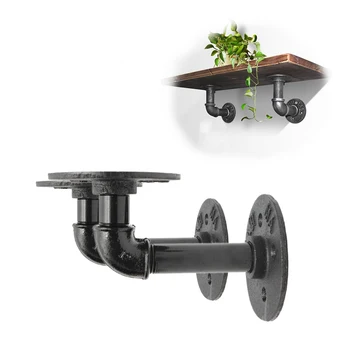 

2Pcs Industrial Black Iron Pipe Wall Floating Shelf L Bracket Vintage Retro Shelf Bracket Holder Rack Home Decor Storage Holders