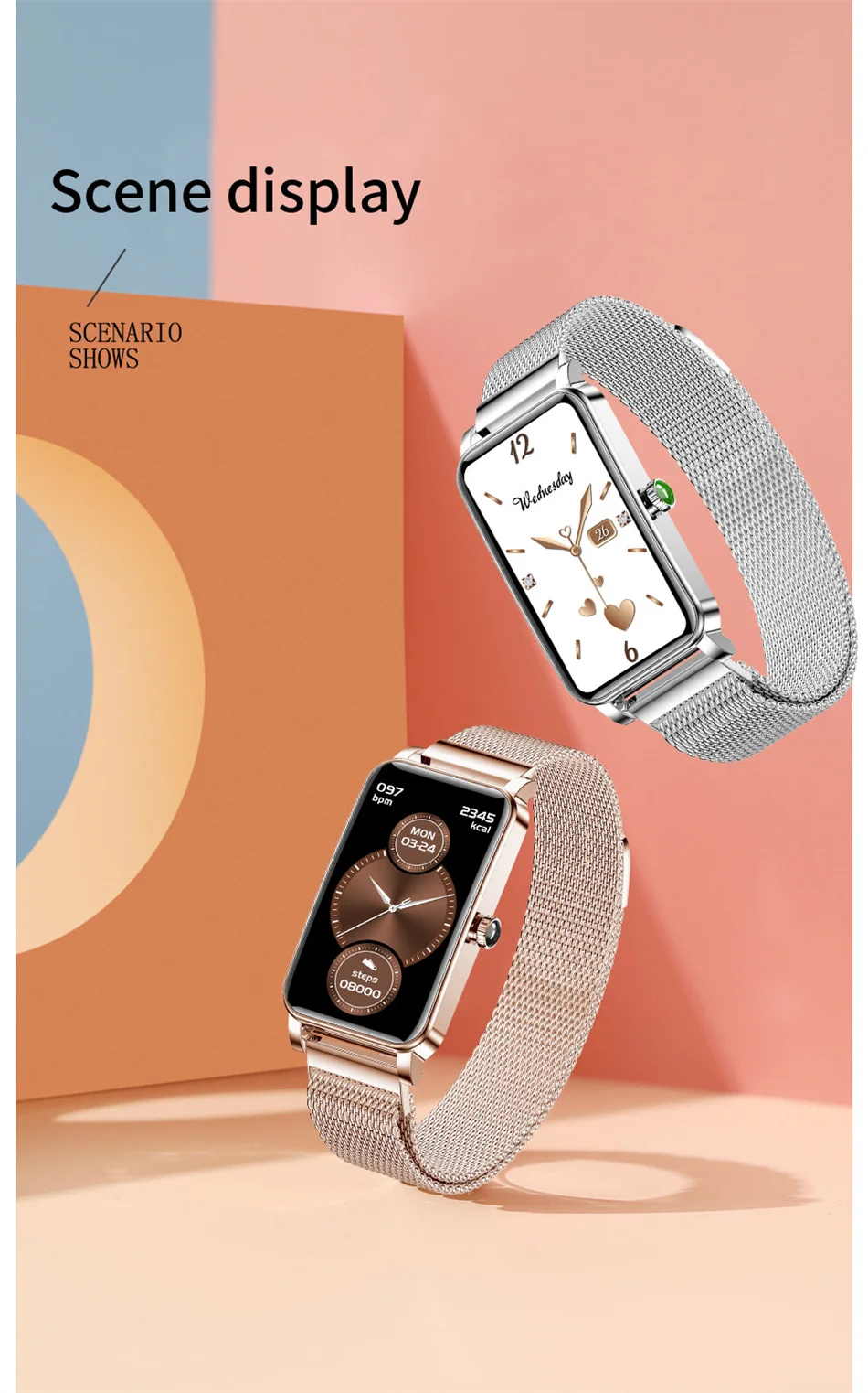 2021 New IP68 Waterproof Smart Watch Women Lovely Bracelet Heart Rate Monitor Sleep Monitoring Smartwatch Connect IOS Android