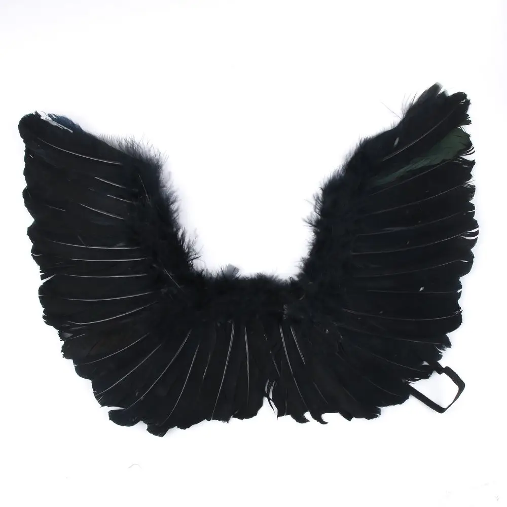 BLACK S SIZE 20F# взрослого ребенка принт в виде перьев «Крылья Ангела» Фея ночное вечернее изящное платье костюм Косплэй Хэллоуина Косплэй крыло вечерние поставки - Цвет: BLACK S SIZE