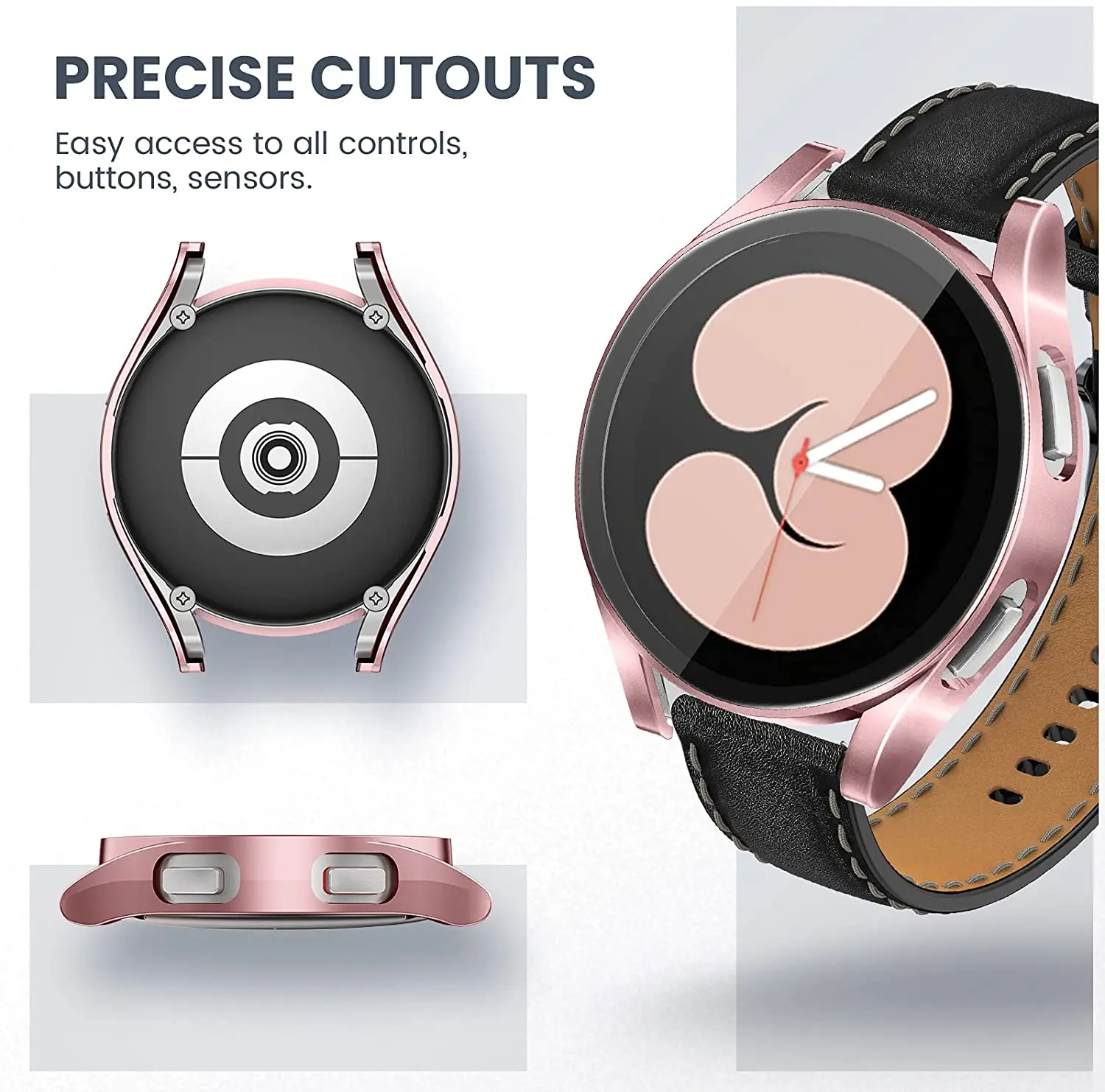 Tempered Glass+Matte Watch Cover for Galaxy Watch 4 Case 44mm 40mm，Bumper Full Screen Protector for Samsung Galaxy Watch4