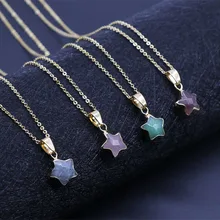 Moda encantadora collares con colgante de estrellas mujeres niñas labradorita Natural amatista cuarzo piedra collar de cristal joyería(China)