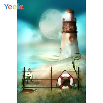 

Yeele Painting Portrait Seascape Lantern Light Tower Photography Backdrop Personalized Photographic Backgrounds For Photo Studio